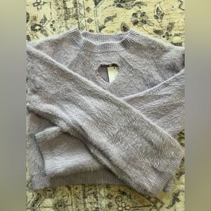 ROMWE Lavender Sweater with Heart Cutout